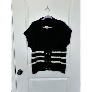 Maeve by Anthroologie Black Striped Sweater Vest Size Medium